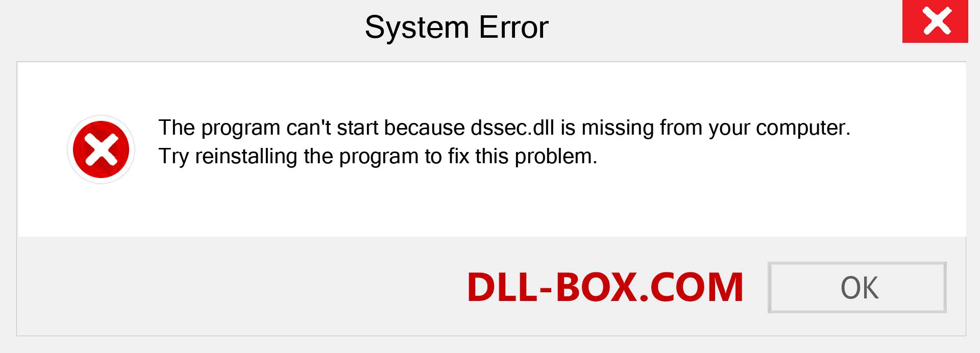  dssec.dll file is missing?. Download for Windows 7, 8, 10 - Fix  dssec dll Missing Error on Windows, photos, images